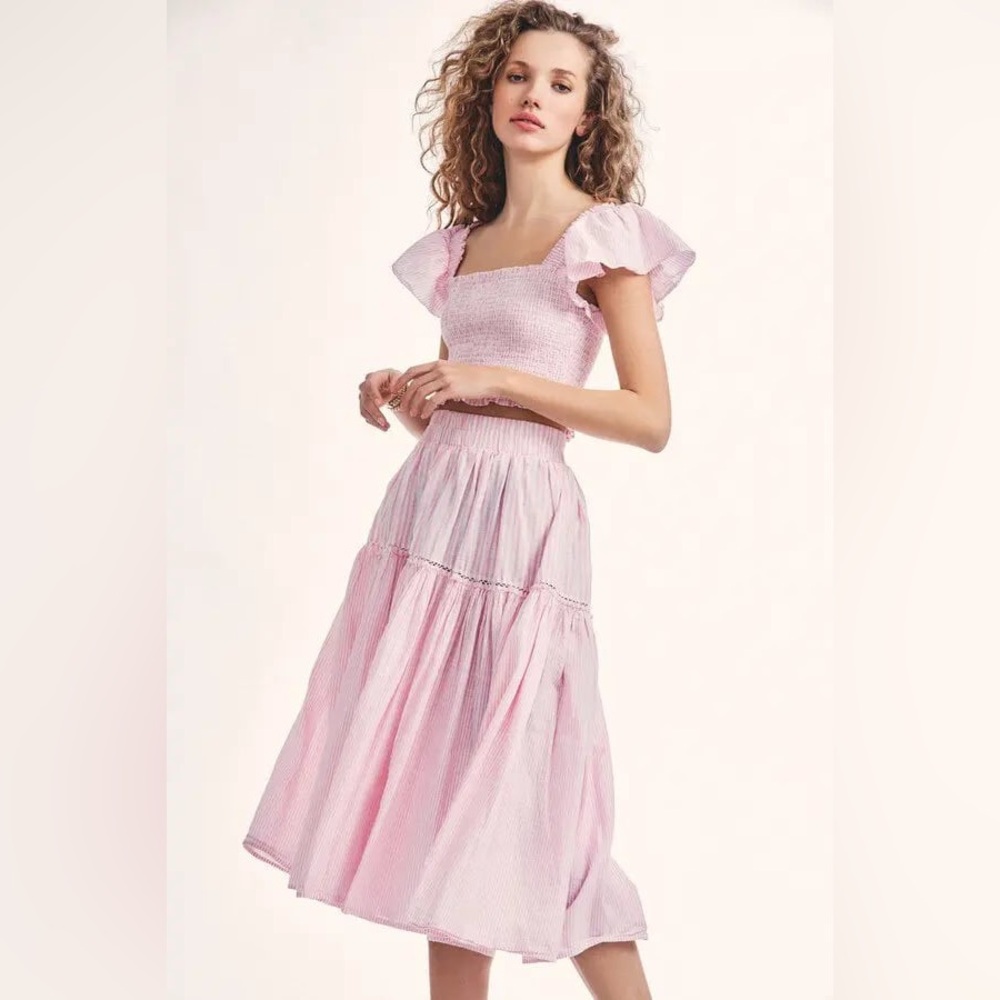 Stefana Skirt in Pink Papershell